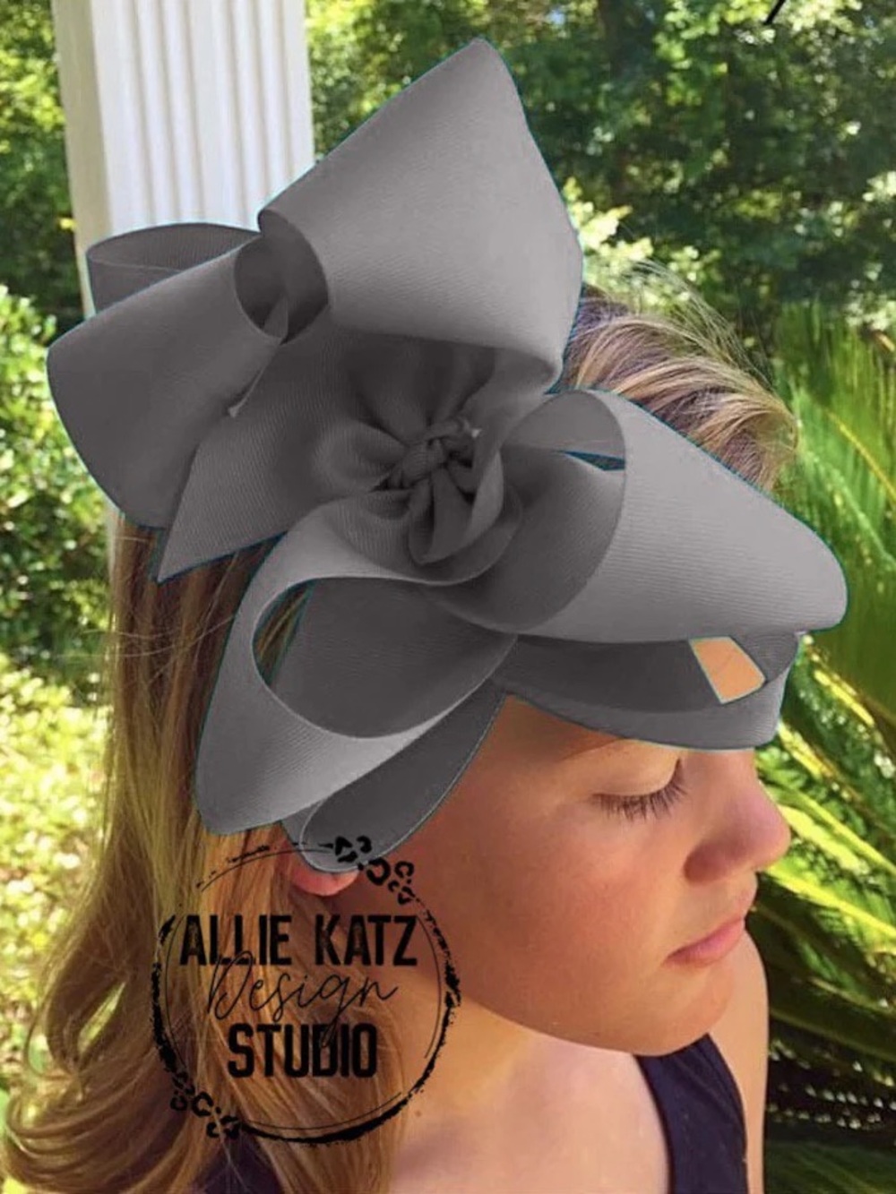Silver Double Stack xlarge solid boutique 8" boutique bow
